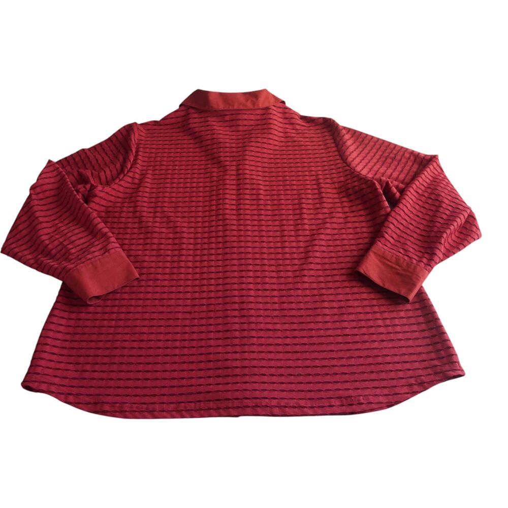 Notations Red Sheer Textured Zip Jacket Top 1X Officecore - Picture 4 of 9